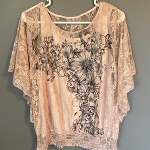 Pink (with black and silver) top